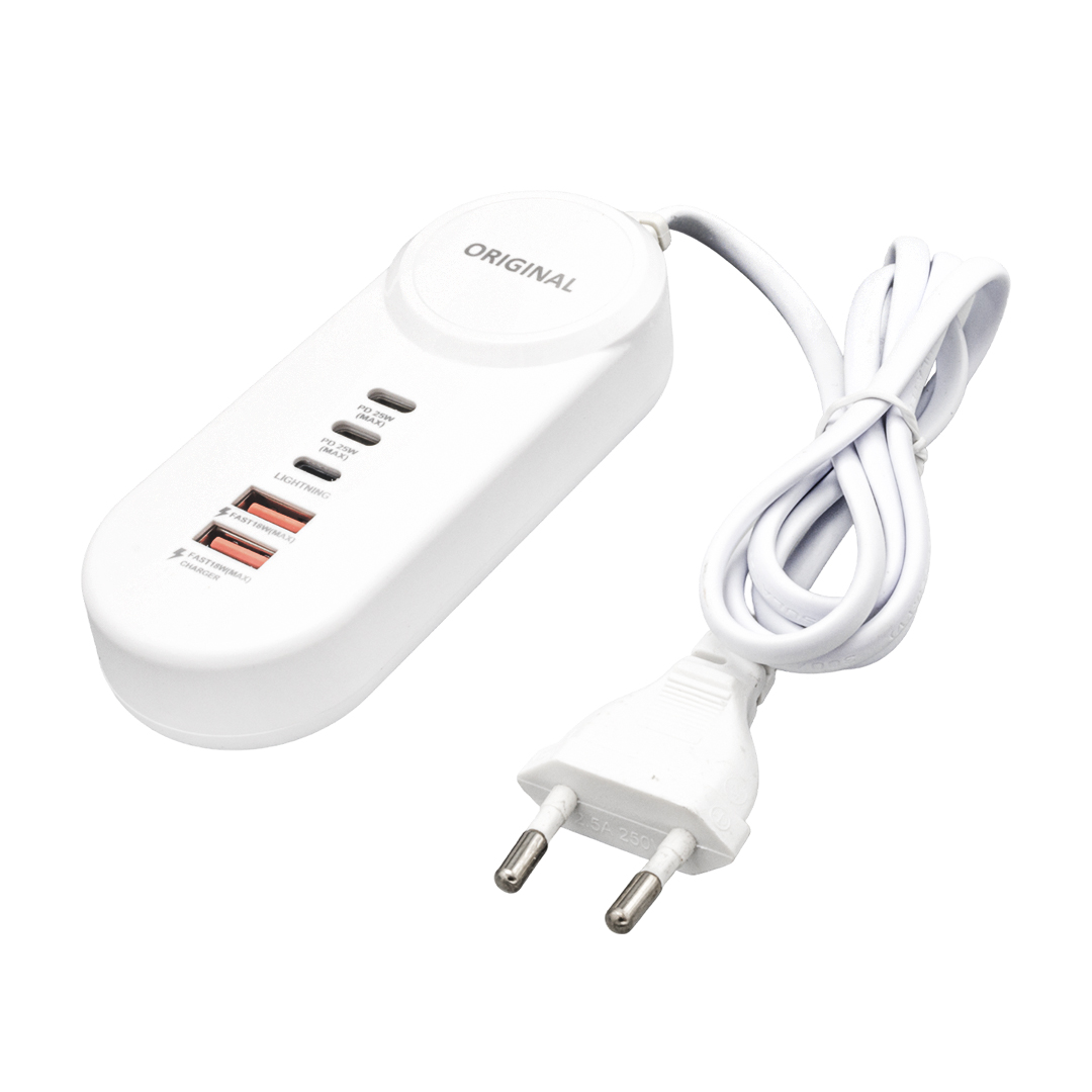 25W%20PD%20Lightning%20+%202%20Type-C%20+%202%20USB%20Şarj%20Adaptör