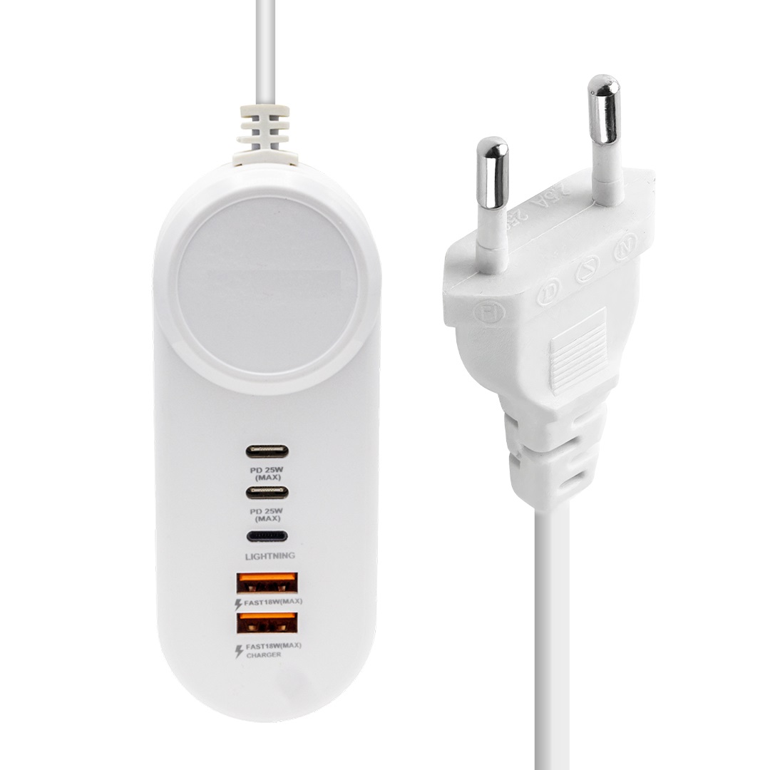 25W%20PD%20Lightning%20+%202%20Type-C%20+%202%20USB%20Şarj%20Adaptör