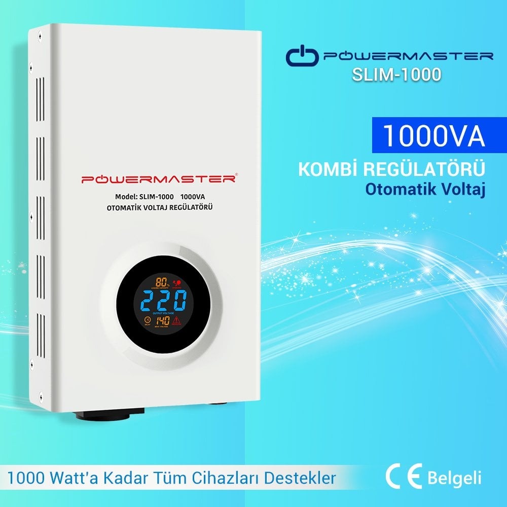 Powermaster%20SLIM-1000%20Otomatik%201000%20Watt%20Voltaj%20Regülatörü%20Kombi%20ve%20Elektronik%20ürünler%20için%20Uygundur