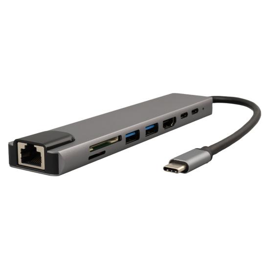 Type-C IN, USB C Docking Station, HDMI, Ethernet, 2 USB, USB C, PD, SD, TF, compatible