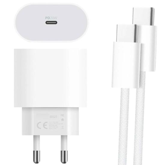 POWERWAY RXS27 20 WATT TYPE-C ŞARJ BAŞLIK ADAPTÖRÜ + KABLO SETİ (APPLE 15 PRO-PROMAX UYUMLU)