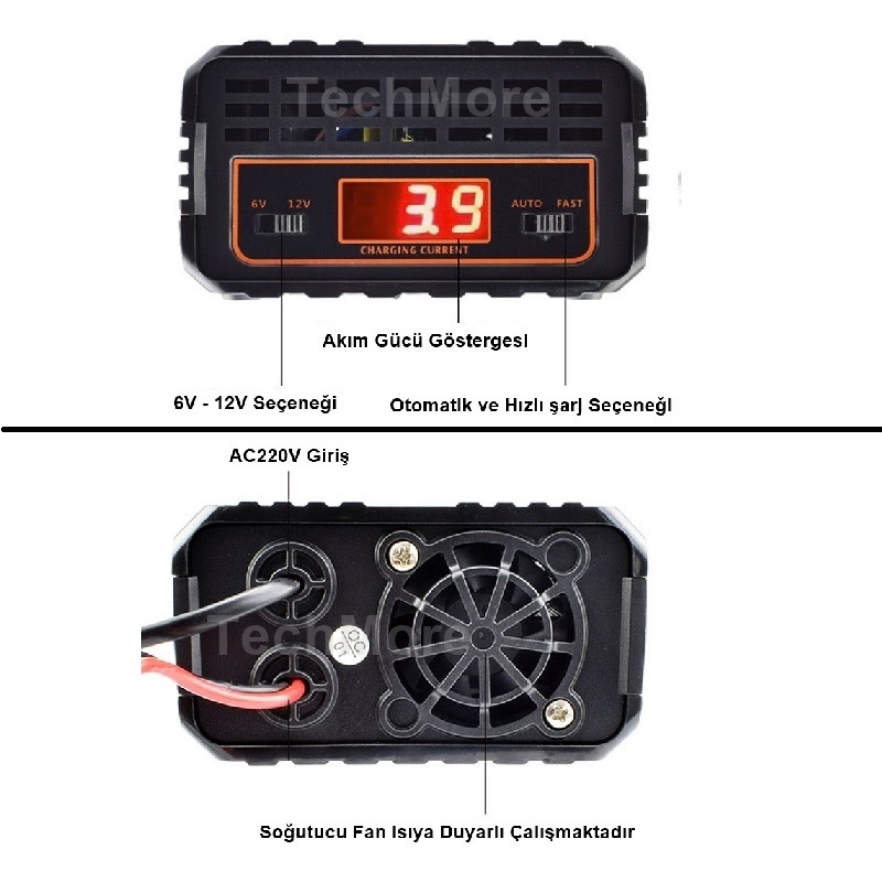TechMore%20Suoer%2012%20Volt%2020%20Amper%20Akü%20Şarj%20Cihazı%20Tüm%20Akülere%20Uygundur